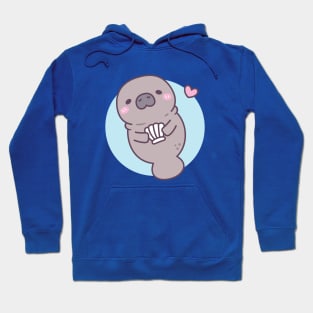 Cute Manatee Holding Seashell Hoodie